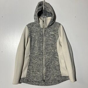 The North Face Indi Rib-Knit Full Zip Gray Cream Outerwear Sweater Womens Size M